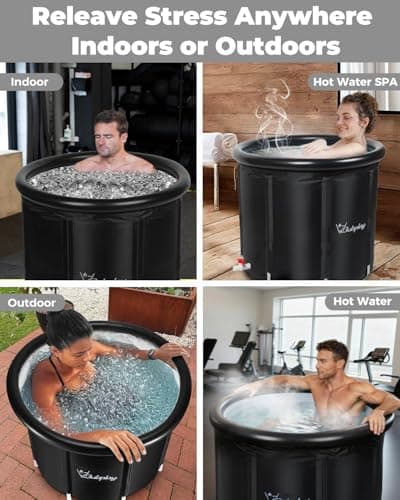 Bubplay Ice Bath Cold Plunge Tub with Cover for Indoor Outdoor for Recovery, Cold Water Therapy, Athletes & Adults -105 Gallons, Black, XL - Thumbnail 6