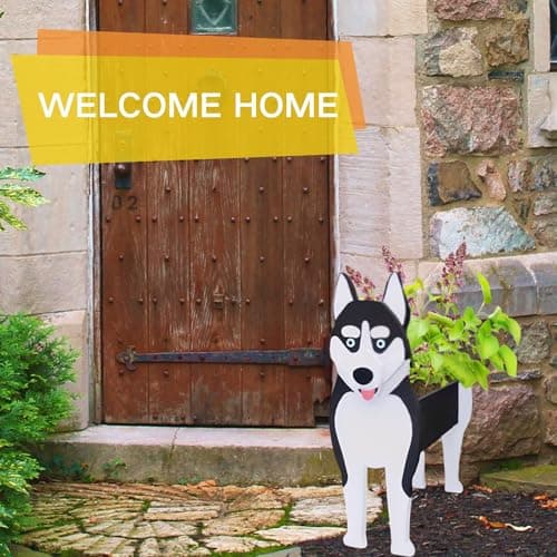 strolfay Siberian Husky Dog Planter, Cute Animal Shaped Plant Pot, Dog Flower Pot, Gifts for Women & Pet Lovers, Indoor Outdoor Garden Home Office Decor, 9.45 x 5.67 x 13.39 Inches - Thumbnail 5