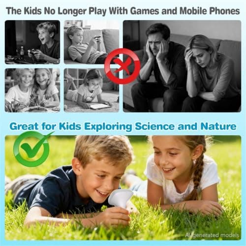 Pocket Kids Microscope for Over 3 Years Old, 1000X Handheld Microscope for Kids w/2''IPS Digital, Photo Video Mini Portable Microscopes, Science Edu Digiscope,Christmas Birthday Gifts for Kids - Thumbnail 6