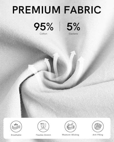 Ntrlv Men's Cotton Stretch Chino Shorts Elastic Waist Drawstring Casual Lightweight Summer Beach Short(M White) - Thumbnail 4
