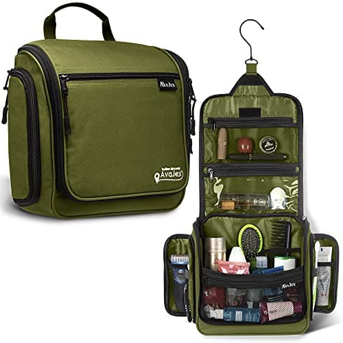 Travel Toiletry Bag for Men and Women - (10.6”x10.6”x3.2”) Large Hanging Toiletry Organizer - Waterproof Hygiene Bag with Metal XXL Swivel Hook, with Sturdy Zippers and 19 Compartments for Toiletries