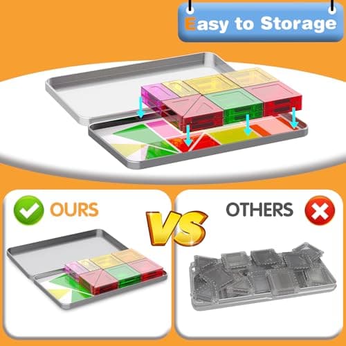 SKTMYY Mini Magnetic Tiles,Travel Magnetic Tiles with Metal Box,Car Airplane Travel Essentials for Kids Ages 3+,Creative Magnet STEM Toys Birthday Gift for Boys & Girls - Thumbnail 3