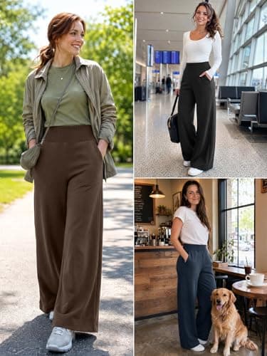 ATHMILE Wide Leg Sweatpants Women Baggy High Waist Cute Lounge Casual Pants Fall Winter Spring Clothes with Pockets Grey - Thumbnail 6