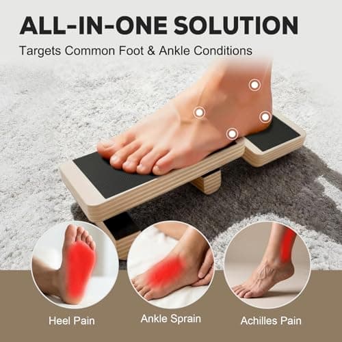 Single Leg Balance Board Wooden Foot Strengthener Trainer for Sprained Ankle and Achilles Tendon, Stability Training Plantar Fasciitis Relief, Stronger Ankles & Better Balance in 10 Minutes Daily - Thumbnail 3
