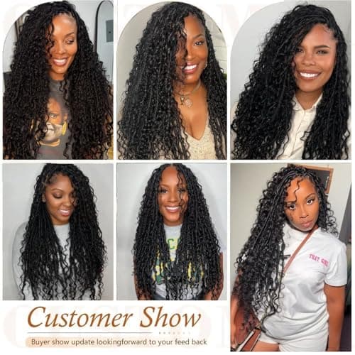 Goddess Locs Crochet Hair for Black Women -24 Inch 8 Packs Boho Faux Locs Crochet Hair Pre Looped Soft Locs Crochet Braids with Curly Ends - Thumbnail 6