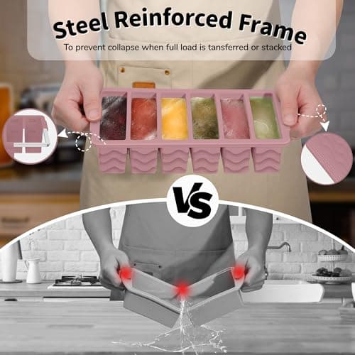 3-Pack Silicone Freezer Trays with Lid,2 Large 2-Cup(500ml)&4 Medium 1-Cup(250ml)&6 Small 1/2-Cup(125ml) Soup Freezer Container Molds,Ice Cube Tray For Meal Prep&Freezing Soup,Stews,Sauces - Thumbnail 3