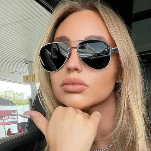 DreamCalf 2 Pack Gold Aviator Sunglasses for Women Polarized Trendy Designer Sun Glasses Metal Temples 2025 Fashion Shades - Thumbnail 5