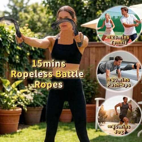 Ropeless Battle Ropes for Home Gym-Portable Cordless Training Rope Fitness Equipment for Men & Women,Weighted Workout Ropes for HIIT,Versatile Exercise Equipment for Home and Travel(Pink) - Thumbnail 5