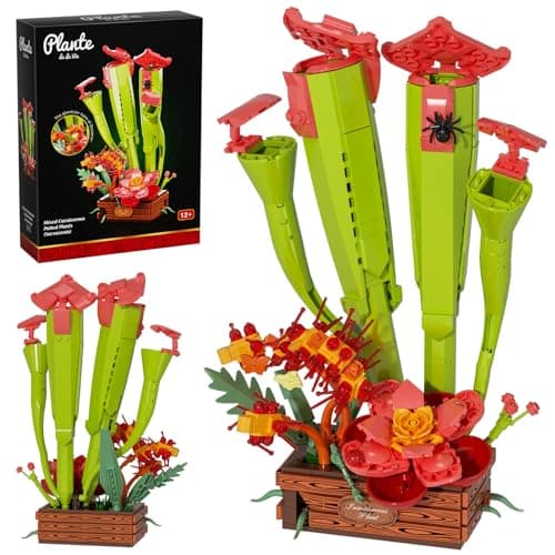 JAKI Carnivorous Plant Bonsai Building Set - Sarracenia Pinguicula Drosera Artificial Plant Model Toy for Desk or Home Decor, Gift Idea for Nature Lovers Adult Kids 12+