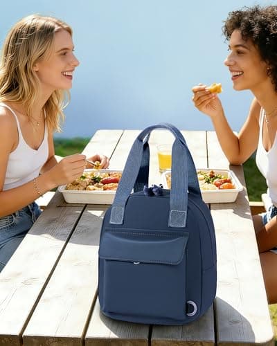 HowFly Lunch Box for Women Men Insulated Lunch Bag Cute Resuable Leakproof Lunch Box Portable Thermal Meal Cooler Bags for Work Picnic Travel Office Navy Blue - Thumbnail 6