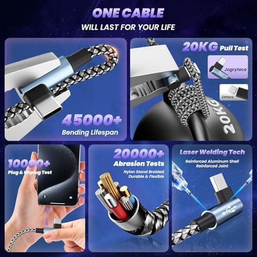 USB Multi Charging Cable 90 Degree BraidedCharging Cord 5FT 2Pack, 4 in 1 Car Charging Cable, Charging Cables for Multiple Devices Phone Charger Cord with Dual Type-C, Micro USB, IP Port for iPhone17 - Thumbnail 6