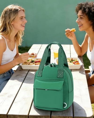 HowFly Lunch Box for Women Men Insulated Lunch Bag Cute Resuable Leakproof Lunch Box Portable Thermal Meal Cooler Bags for Work Picnic Travel Office Green - Thumbnail 6