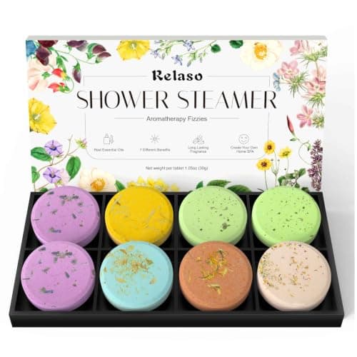 Relaso Shower Steamers Aromatherapy 8 Pack, Birthday Gifts for Women Men & Luxury Gift Box Packaging, Premium Shower Bombs with Natural Essential Oils, Home Spa Stress Relief, Relaxation Self Care - Image 1