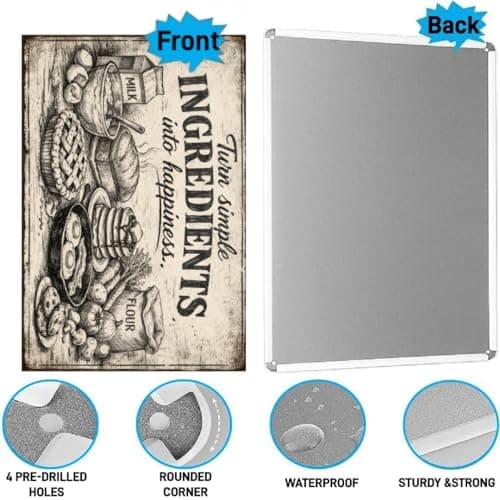 Turn Simple Ingredients Into Happiness Vintage Tin Sign Rustic Kitchen Wall Decor Metal Plaque Farmhouse Baking Food Illustration Art Cafe Pantry Dining Room 8x12 Inch Pre Drilled Holes - Thumbnail 5