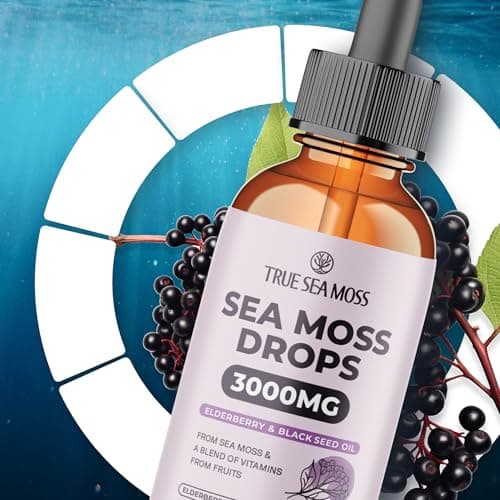 TrueSeaMoss Organic Irish Sea Moss Liquid Drops – Black Cumin Seed Oil, Black Elderberry Extract, Burdock Root, Vitamin C & Zinc – Elderberry Flavor – 30 Servings - Thumbnail 6