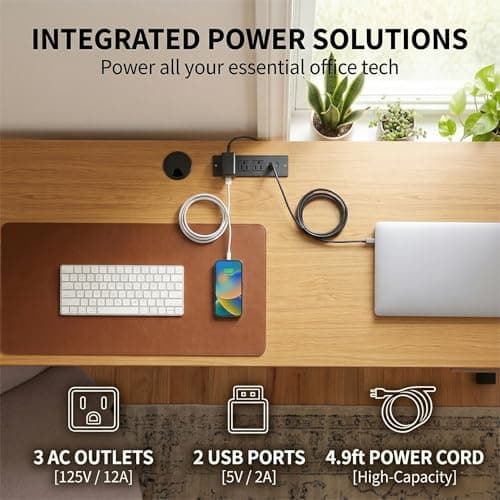 FURSUN 58" Home Office Desk with Power Outlet & File Cabinet, Modern Fluted Executive Desk with 3 Storage Drawers, Large Computer Workstation for Study & Bedroom, Oak - Thumbnail 5