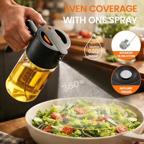 Costop Professional 500ml Glass Oil Sprayer - 3-in-1 Kitchen Tool: Fine Mist, Stream & Pour | Leak-Proof Design for Air Fryer, BBQ & Cooking | BPA-Free - Thumbnail 3