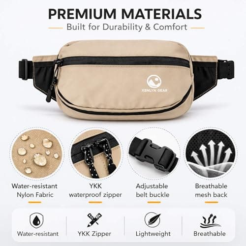 XENLYN GEAR Waist Pack for Men & Women, Premium Water-Resistant Textured Fabric Fanny Pack, Lightweight Crossbody Belt Bag with Hidden Pocket, Stylish Everyday Travel Hiking Running - Thumbnail 4