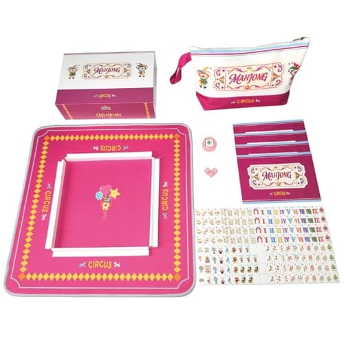 XuMoZC American Mini Travel Mahjong Circus Design Set 0.9-inch 160 Acrylic High-Grade Mah-Jongg Tiles24
