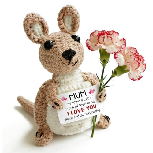 Mothers Day Anniversary Birthday Gifts for Mom from Daughter Son, Best Mum Ever Stuff for Stepmom Bonus Mummy Mother in Law, Handmade Crochet Kangaroo Plush Stuffed, Funny I Love You Moms Cute Decor - Image 1
