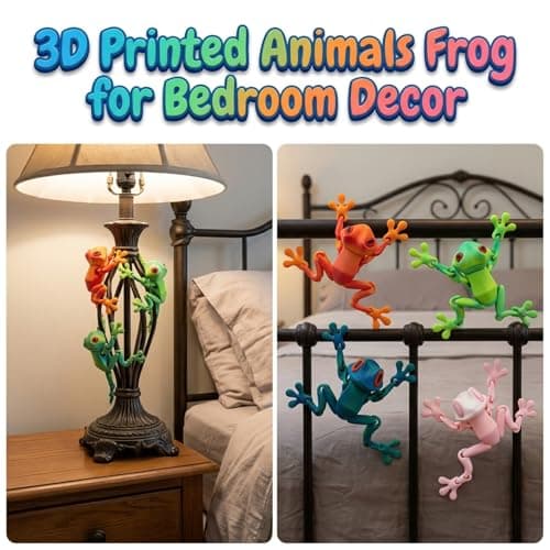 7 Pcs 3D Printed Animals Frog Fridge Magnets, Funny Refrigerator Magnets with Movable Joint and Pose Different Positions for Home Office Decoration, Frog Gifts IdeaI for Women Mom Men - Thumbnail 6