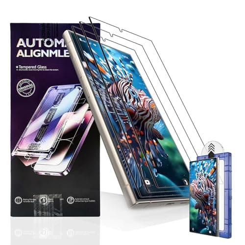 3 Pack Screen Protector Compatible for Samsung Galaxy S24 Ultra, HD Clear Tempered Glass, Easy Install Alignment Kit, Bubble Free, Anti-Scratch, Touch Sensitive, Case Friendly, Fingerprint Unlock Support - Image 1
