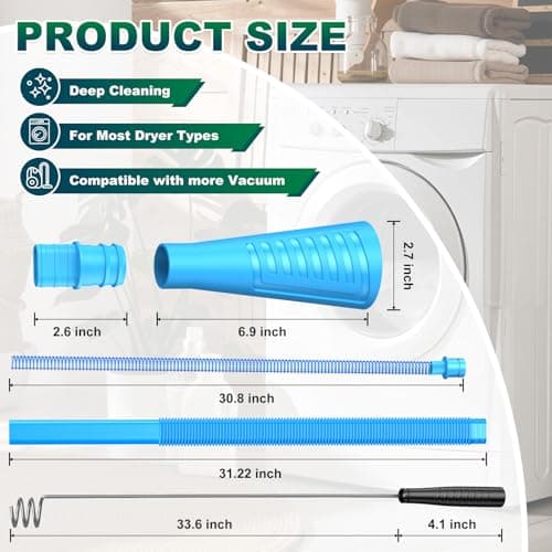 Sealegend 2 Pieces Dryer Vent Cleaner Kit Dryer Lint Vacuum Attachment, Dryer Vent Cleaning Lint Remover 2 Hoses Tools for Home Improvement - Thumbnail 6