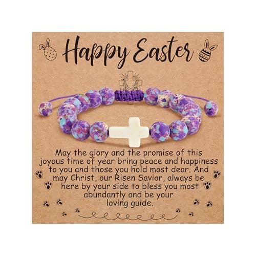BAYLAY Easter Gifts for Teen Girls Women - Cross Bracelet Easter Basket Essentials Stuffers Fillers for Kids Teen Girls Women Adults Goodie Bag Stuffers