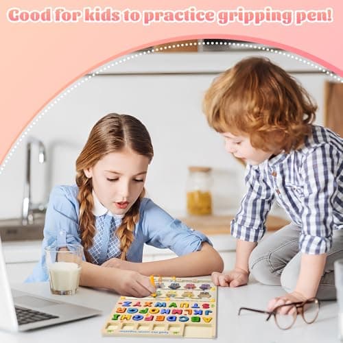 GAKICO Magnetic Color and Number Maze: 5-in-1 Montessori Toys for Toddlers 3 4 5 Years Old, Wooden Alphabet Maze Letter Puzzle Fine Motor Skills Sensory Toys, Christmas & Birthday Gift for Kids - Thumbnail 6