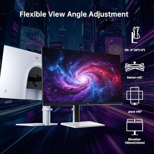 KTC 27 Inch 4K QD-Mini LED Gaming Monitor, Dual Mode (UHD 72Hz/FHD 144Hz) 3840x2160 Monitor with Fast IPS, HDR1000, Adaptive-Sync, HDMI & DP, VESA, Height/Pivot/Swivel/Tilt Adjustable, White, M27U6 - Thumbnail 5