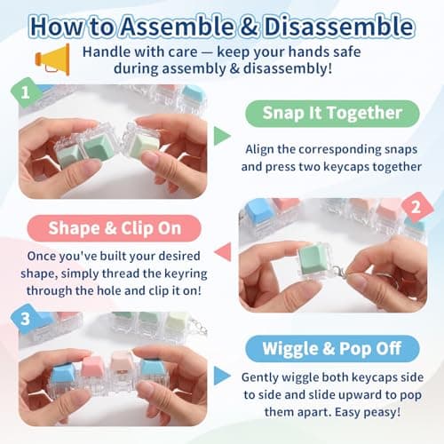Netholid 9 Pack Clicky Keyboard Fidget Toys for Adults Detachable Keyboard Clicker Keychain for Stress Relief Work Anxiety Travel (GradientColor01) - Thumbnail 4