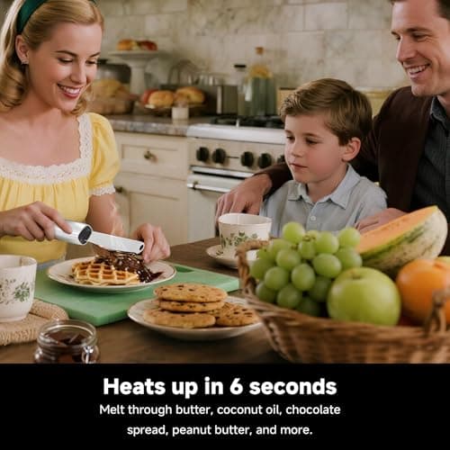 SEAINGO Heating Butter Knife Spreader - Rechargeable, Electric, Cordless, Heats up in 6 Seconds, Nonstick Stainless Steel Blade, ON/OFF Safety Lock Switch, 2 Warming Mode Can Quickly Melt Cold Hard Butter, Coconut Oil, Cream, Jam, Mustard, for Kitchen Restaurant Party - Thumbnail 2