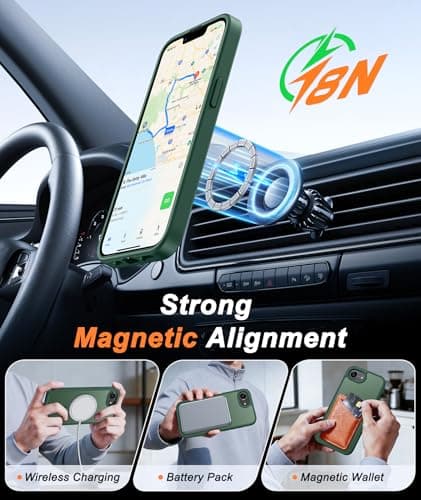 FNTCASE for iPhone 17e Case Green: Translucent iPhone 16e Cases Compatible with MagSafe, Camera Protection & Tempered Glass Protector, 14FT Military Grade Drop Tested, Matte Skin-Friendly Cover - Thumbnail 3