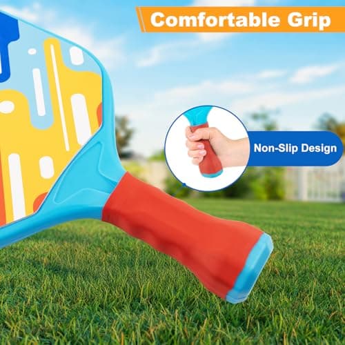 Kids Pickleball Paddles - Easter Gift Basket Stuffers Outdoor Beach Pool Yard Game Toy for Kid Ages 4 5 6 7 8 Year Old Boys & Girl, Ball Set of 2, Lightweight & Durable Grip for Small Hand, Beginner - Thumbnail 4