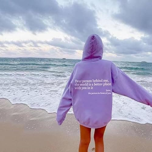 Enthowother Dear Person Behind Me Sweatshirt Hoodie,Halloween Sweatshirt White Hoodie (Black Hoodie,L) - Thumbnail 5