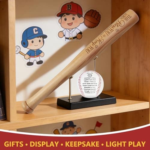 AKAIXI First Communion Gifts for Boys 8-12, Baptism Baseballs Set 1st Confirmation Gift Inspirational Bible Verses 18” Wooden Bat + 1 Baseball Christian Catholic Religious Kids Birthday Gift - Thumbnail 4