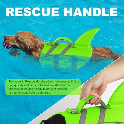 Doglay Shark Dog Life Jacket - Reflective Dog Life Vest for Swimming and Boating with Rescue Handle, Adjustable High Buoyancy Floating Vest for Small Medium Large Dogs - Thumbnail 5