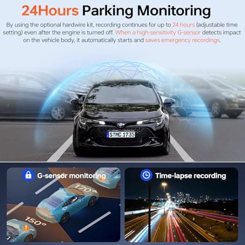 Yonvim 4K+2K Dash Cam Front and Rear, 5G WiFi GPS, 32GB Card Included, 3.39" Screen Dual Dashcam, G-Sensor, 24H Parking Mode, WDR, Dash Camera for Cars - Thumbnail 5