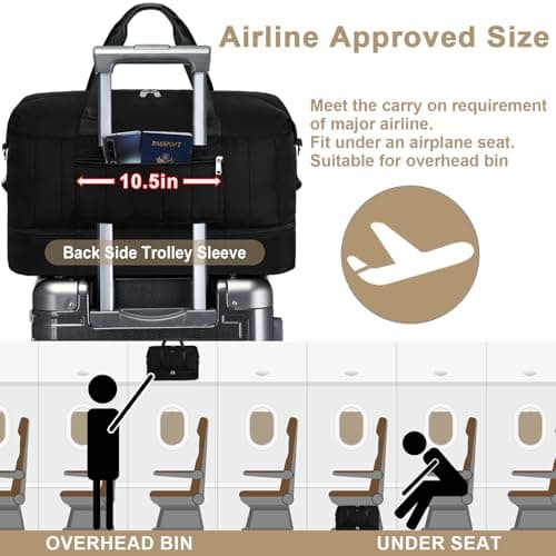 IBFUN Weekender Bags for Women, Travel Duffle Bag with Shoe Compartment Carry on Weekender Overnight Duffel for Weekend Travel Business Trip 3PCS - Thumbnail 3