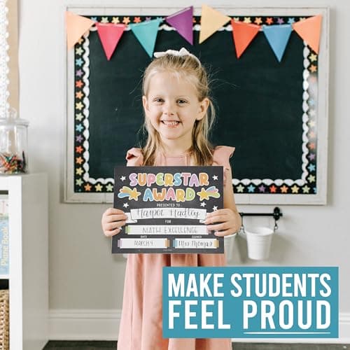 Classroom Award Certificates for Students -25 Certificate of Achievement Awards, Superstar Certificate Paper, Preschool Graduation Certificates for Kids, Kindergarten Star Student Award Honor Roll - Thumbnail 3