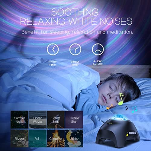 Northern Galaxy Light Aurora Projector with 33 Light Effects, LED Star Projector for Bedroom Home Room Decor, White Noises, Bluetooth Speaker for Parties, Christmas Birthday Gifts for Kids, Jet Black - Thumbnail 5