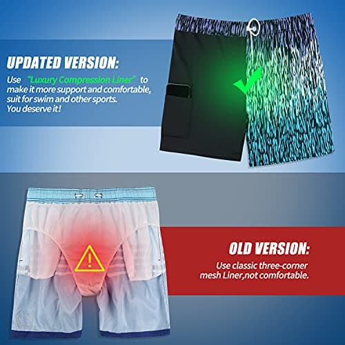 MILANKERR Compression Shorts for Men 5.5 inch Compression Lined Swim Trunks Men (Turquoise Lavender, Large) - Thumbnail 3