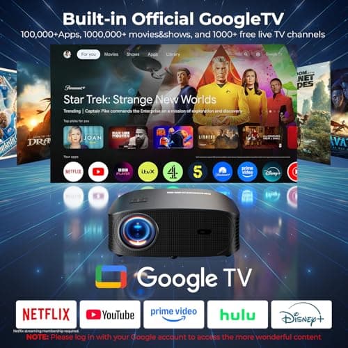 GOODEE Mini Projector [Official Licensed Google TV] Built-in Apps - Thumbnail 2