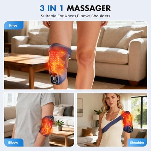Miula Red Light Therapy & Vibration Massage Knee Brace: Wireless Rechargeable, with 660nm&850nm Light & Heating Function – Relief for Knee, Joint, Elbow & Shoulder Pain, Promotes Faster Recovery - Thumbnail 4