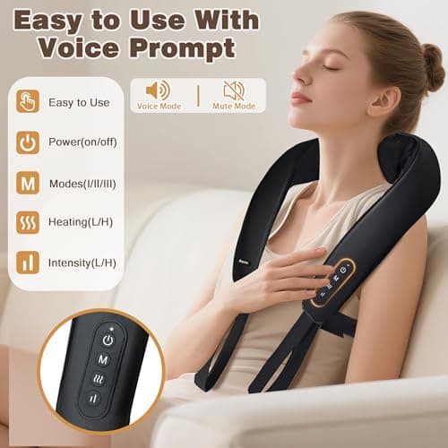 Joyset Neck Massager with Heat, Cordless Shiatsu Neck Massager for Pain Relief Deep Tissue, 6D Kneading Shiatsu Shoulder Massager for Mother's Day, Dad Mom and Friend - Thumbnail 2