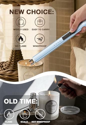 Electric Candle Lighter USB Rechargeable Plasma Arc Windproof Flameless with Safety Lock Ideal for Candle BBQ Camping Birthday Housewarming Gifts for Women & Men (Sierra Blue, 1 Count) - Thumbnail 3