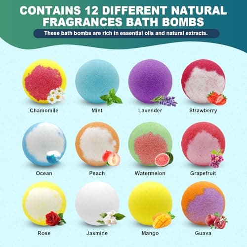 Bath Bombs Birthday Gifts for Women & Men Set, 12 Pack Handmade Natural Organic Bath Bomb with Shea Butter, Fathers Day Gift for Dad Husband from Wife Daughter, Spa Relaxing Self Care - Thumbnail 3