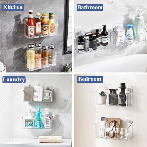 UNIKON Bath Toy Storage Holder, Bathtub Toy Organizer, Large Capacity Shower Caddy for Bathroom, Clear, 2 Pack - Thumbnail 3