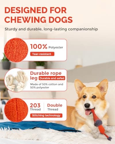 FoxFocus Durable Squeaky Dog Toys for Medium Dogs to Keep Them Busy, Orange - Thumbnail 2