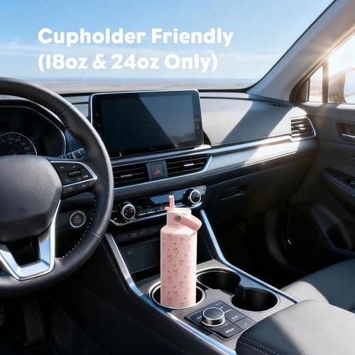 POWCAN 18 oz Insulated Water Bottle: Leakproof, Cup Holder Friendly, Standard Mouth, Top Handle, Double Walled Stainless Steel Water Bottle for Girl, Student, School, Bag, Camping (Sweetheart Bow) - Thumbnail 5